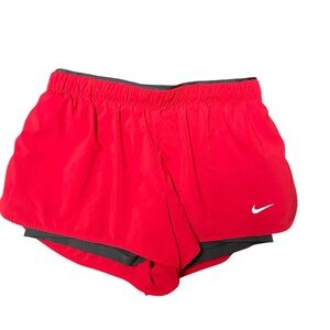 Nike Women's Red Athletic Shorts with Compression Shorts, M
